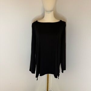 [Eileen Fisher] Black Long Sleeve Boatneck Top - Size Large